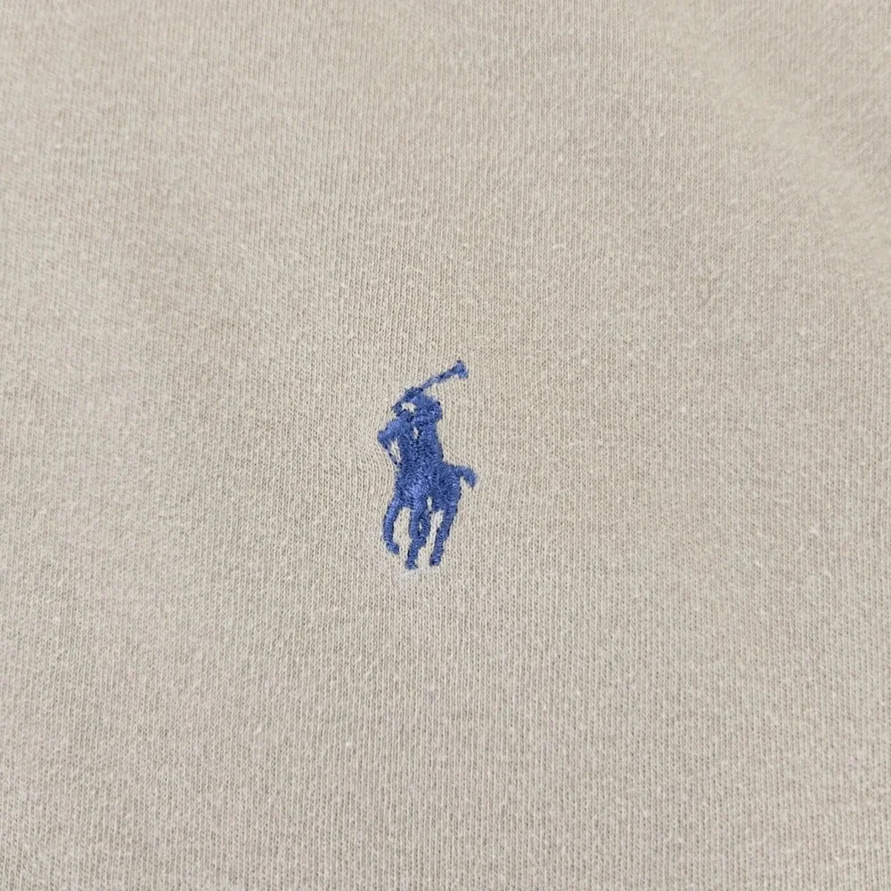 Polo By Ralph Lauren Shirt Mens Large Tan Vintage USA‎ Short Sleeve Blue Pony